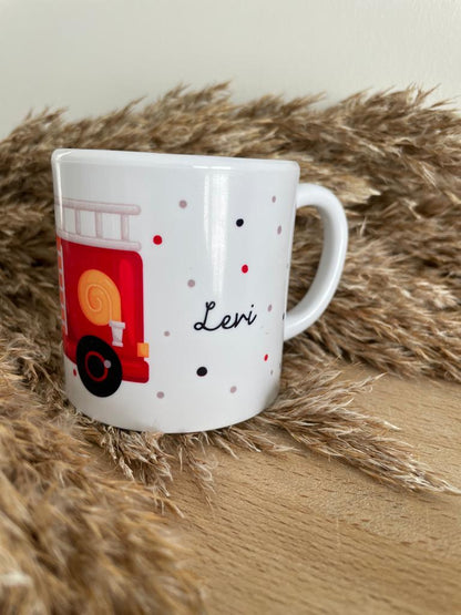 Kindertasse „Feuerwehr“ personalisiert, Geburtstag, Geschenk, Kinder - Fireandkisses