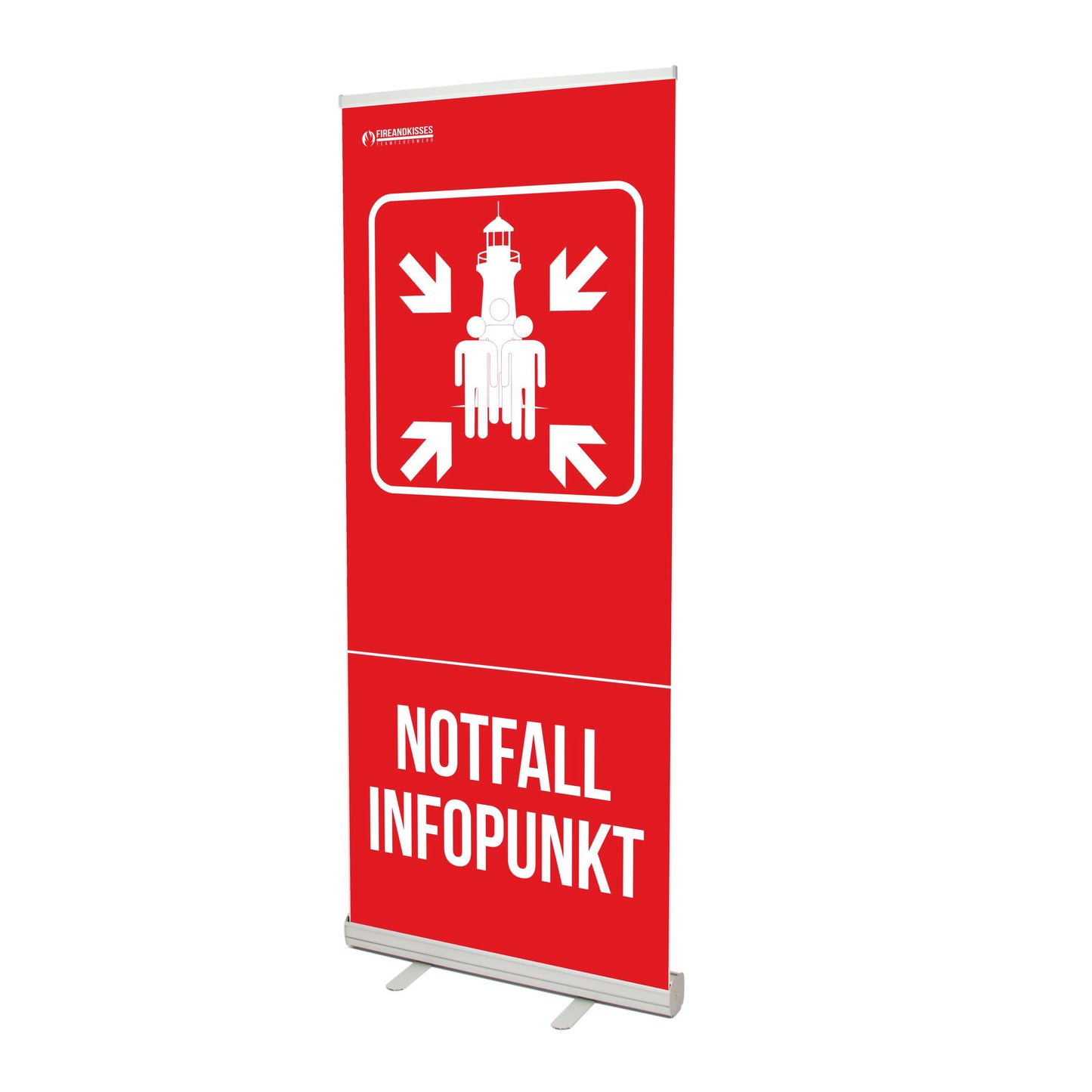 Rollup-Banner Notfall-Infopunkt Standard Sammelstelle Feuerwehr Blackout Stromausfall - Fireandkisses