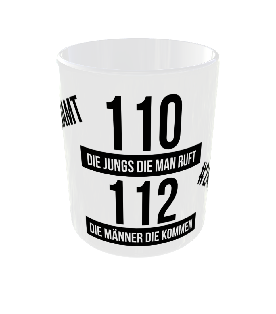 Feuerwehr-Tasse "110 - 112" - Fireandkisses