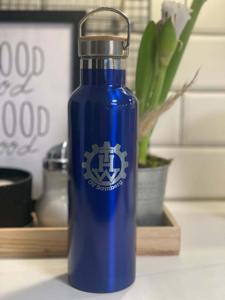 Isolierflasche "Fireandkisses" Blau mit Deinem Logo - Fireandkisses